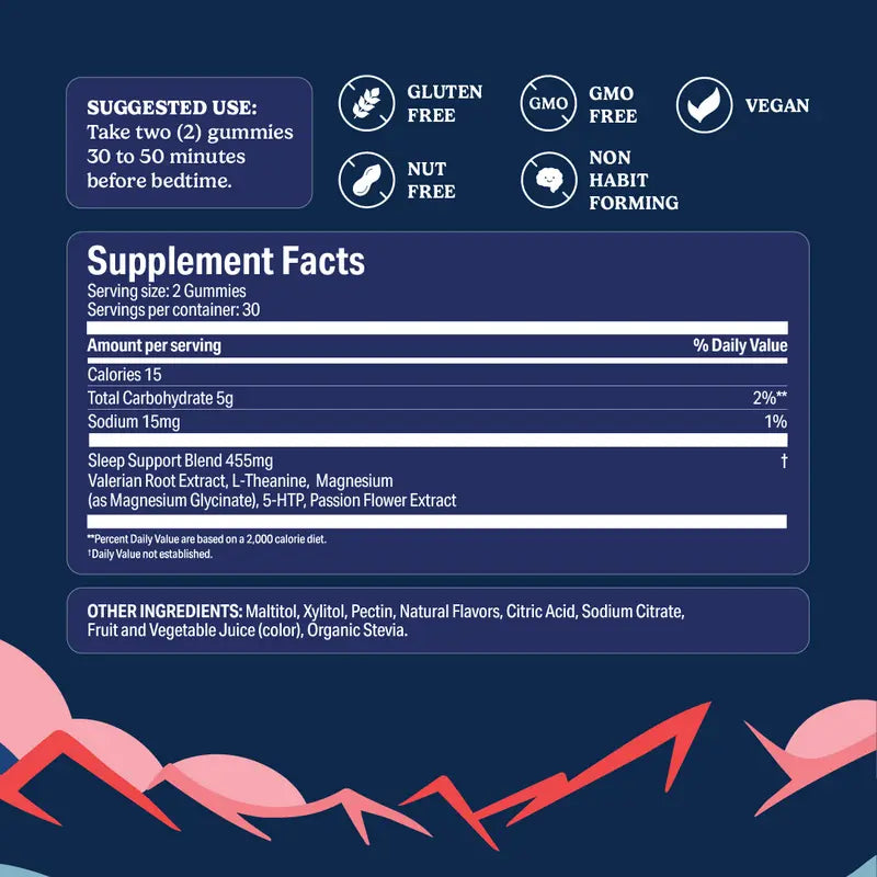 Lullabites Sleep Gummies - 30 Servings -Sweet Strawberry Stars (Melatonin Free)