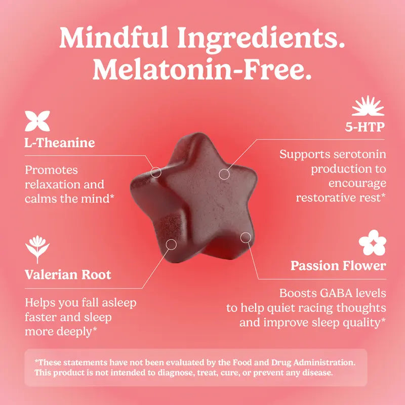 Lullabites Sleep Gummies - 30 Servings -Sweet Strawberry Stars (Melatonin Free)