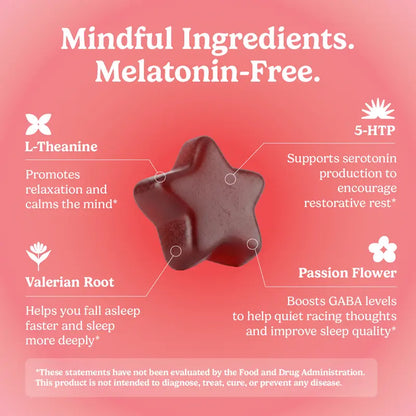 Lullabites Sleep Gummies - 30 Servings -Sweet Strawberry Stars (Melatonin Free)